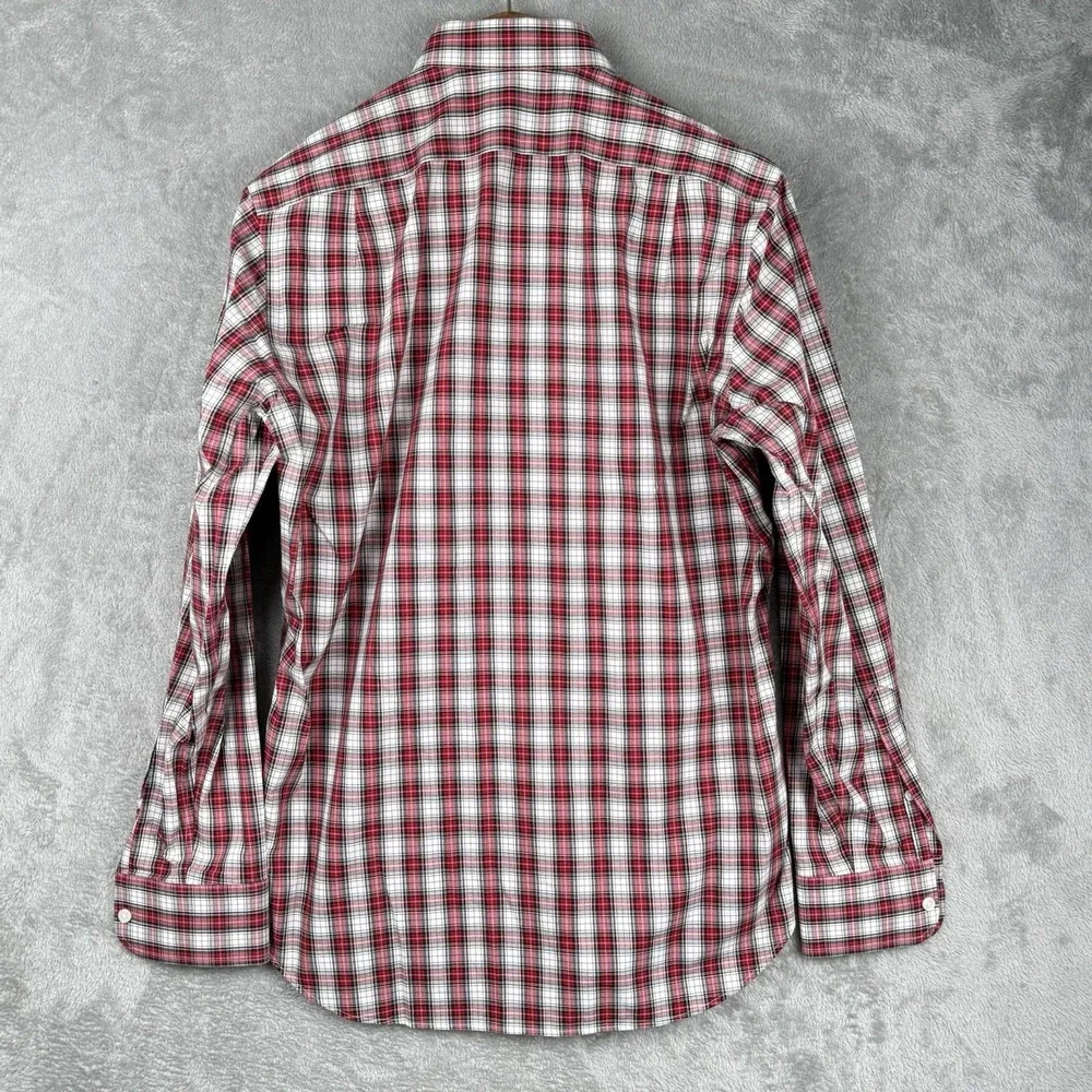 J.Crew Thompson Button Up Shirt Mens M Red Plaid Wrinkle Free Stretch‎ Holiday